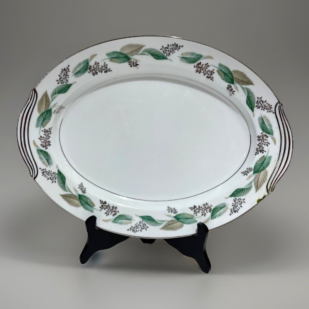 VTG Noritake China Japan 5307 Lynwood 13.5" Large Oval Meat Platter Platinum